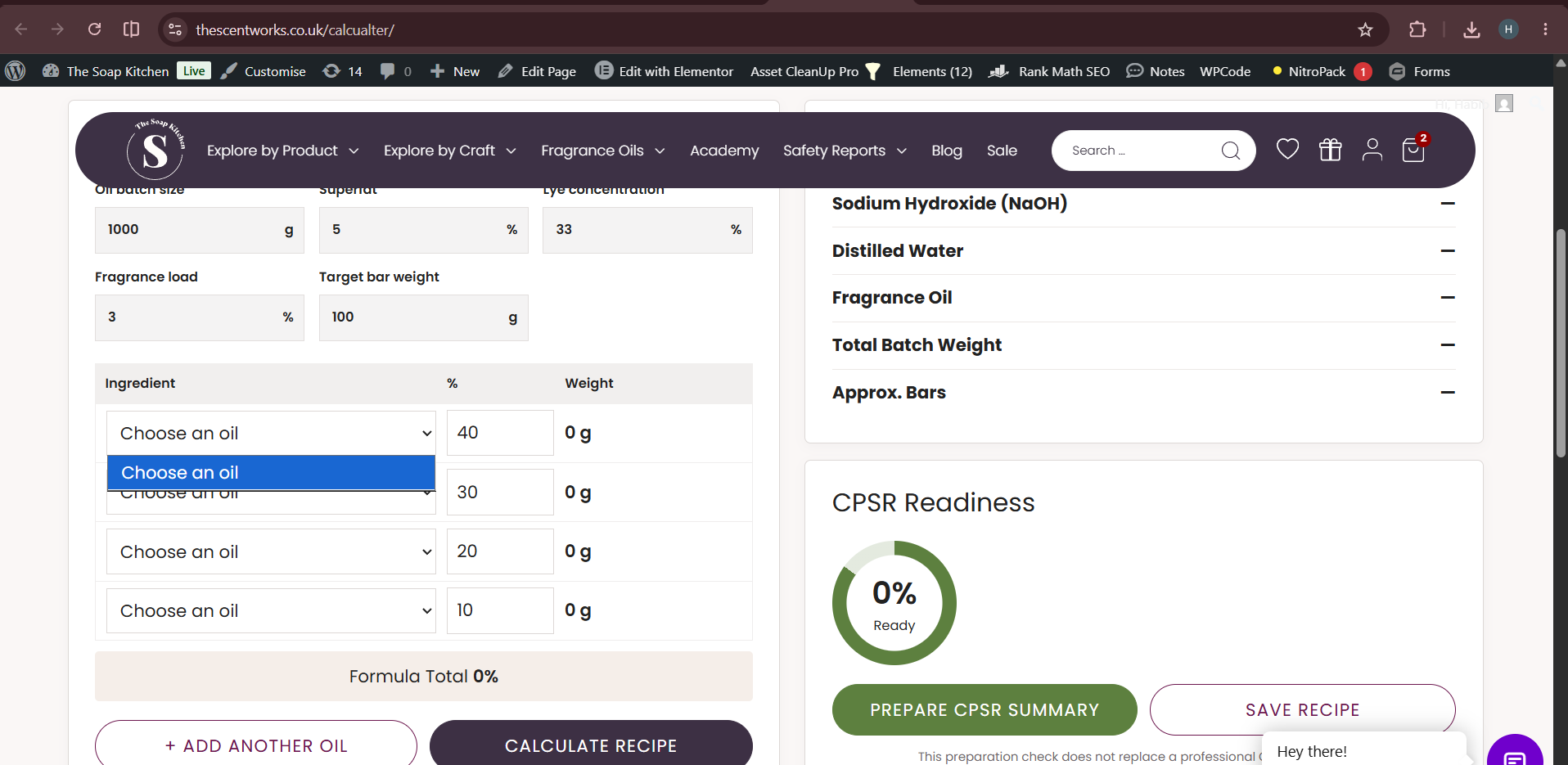 The Soap Kitchen Soap Calculator - CPSR Readiness